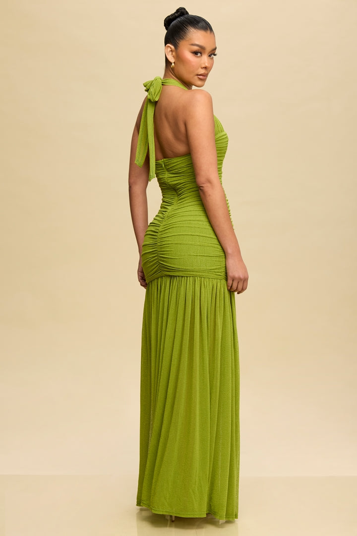 Emerald Muse Halter Dress