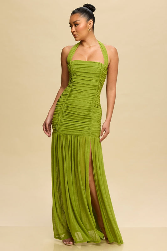 Emerald Muse Halter Dress