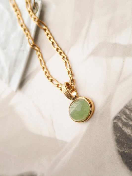 Green Stone Chain Necklace