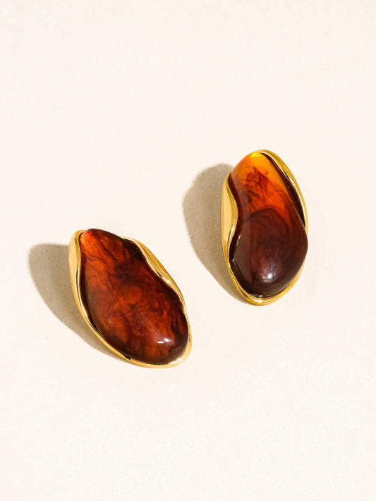 Maélie Brown Resin Drop Earrings