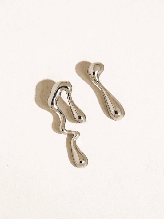 Mismatch Melted Earring (Silver)
