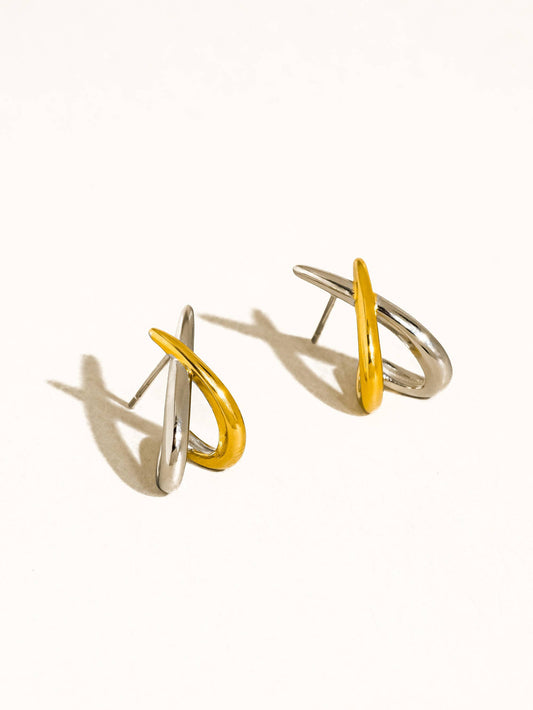 Two-Tone Crossover Earrings
